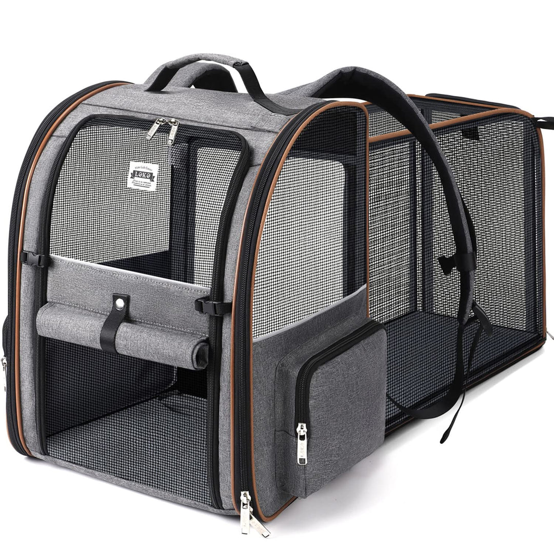 Lekespring Erweiterbar Katzenrucksack Hunderucksack für Katzen Hunde bis 8kg, Gross Katzen Rucksack