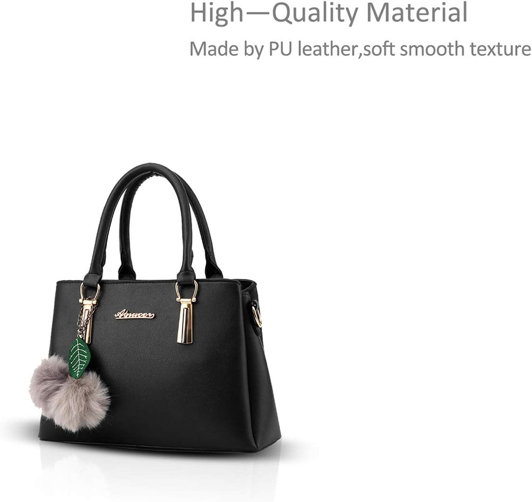 Nicole&Doris Neue PU-Leder beiläufige Art und Weise Handtasche Schultertasche Messenger Bag Schwarz,