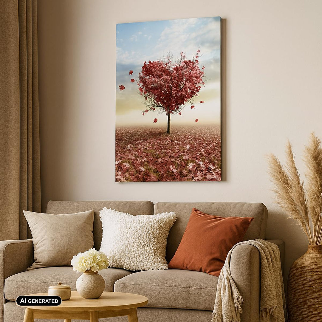 Bilder auf Leinwand Abstraktion Herbst Baum Blatt Leinwandbild mit Rahmen 45x80cm Wandbilder Dekorat