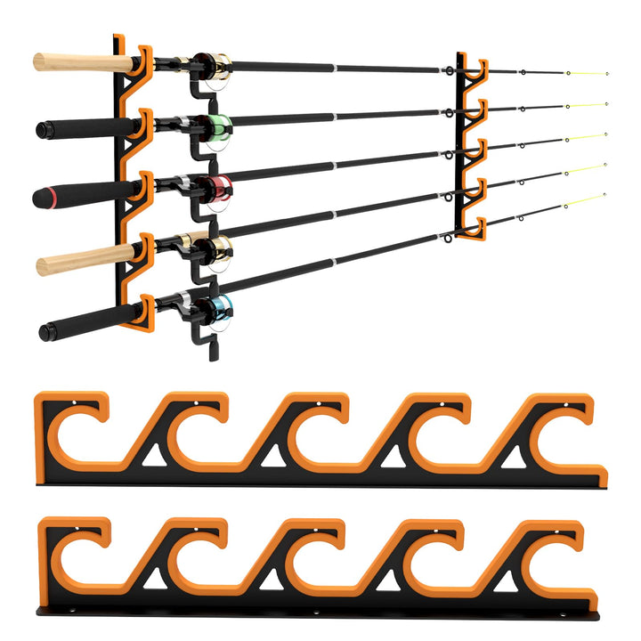 tonhui Angelrutenhalter Wand & Decke Horizontal, Rutenhalter Garage mit weichem PU-Schutz, Angel Rut