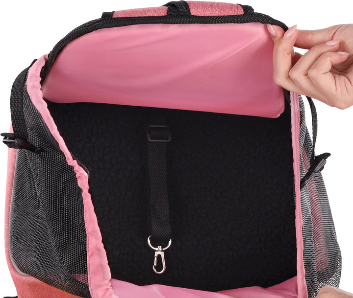 Hundetasche - Bauchtrage Xanty Rosa – 29x23x38cm – Polyester – Öffnung mit Kordel – Rückenverstärkun