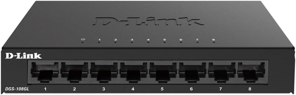 D-Link DGS-108GL 8-Port Unmanaged Gigabit Switch (ohne Lüfter, Low Profile Metallgehäuse, Desktop, P