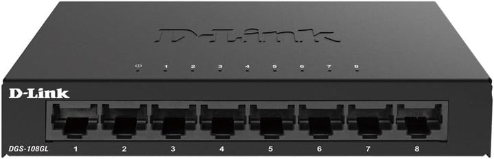 D-Link DGS-108GL 8-Port Unmanaged Gigabit Switch (ohne Lüfter, Low Profile Metallgehäuse, Desktop, P