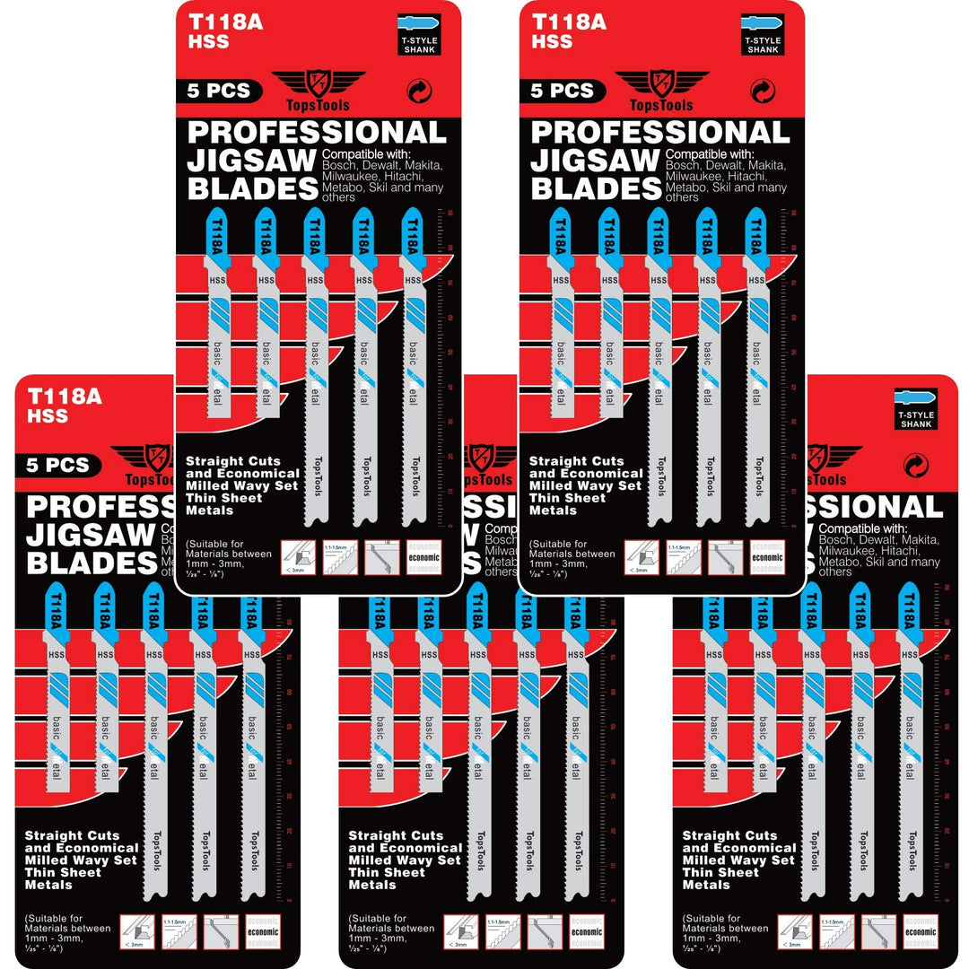 25 x TopsTools T118A Metall-Stichsägeblätter