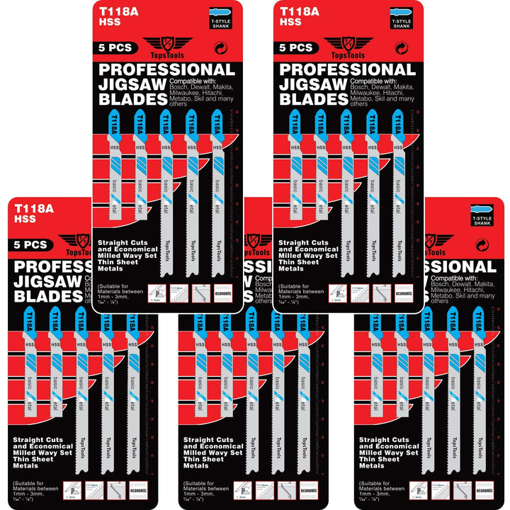 25 x TopsTools T118A Metall-Stichsägeblätter