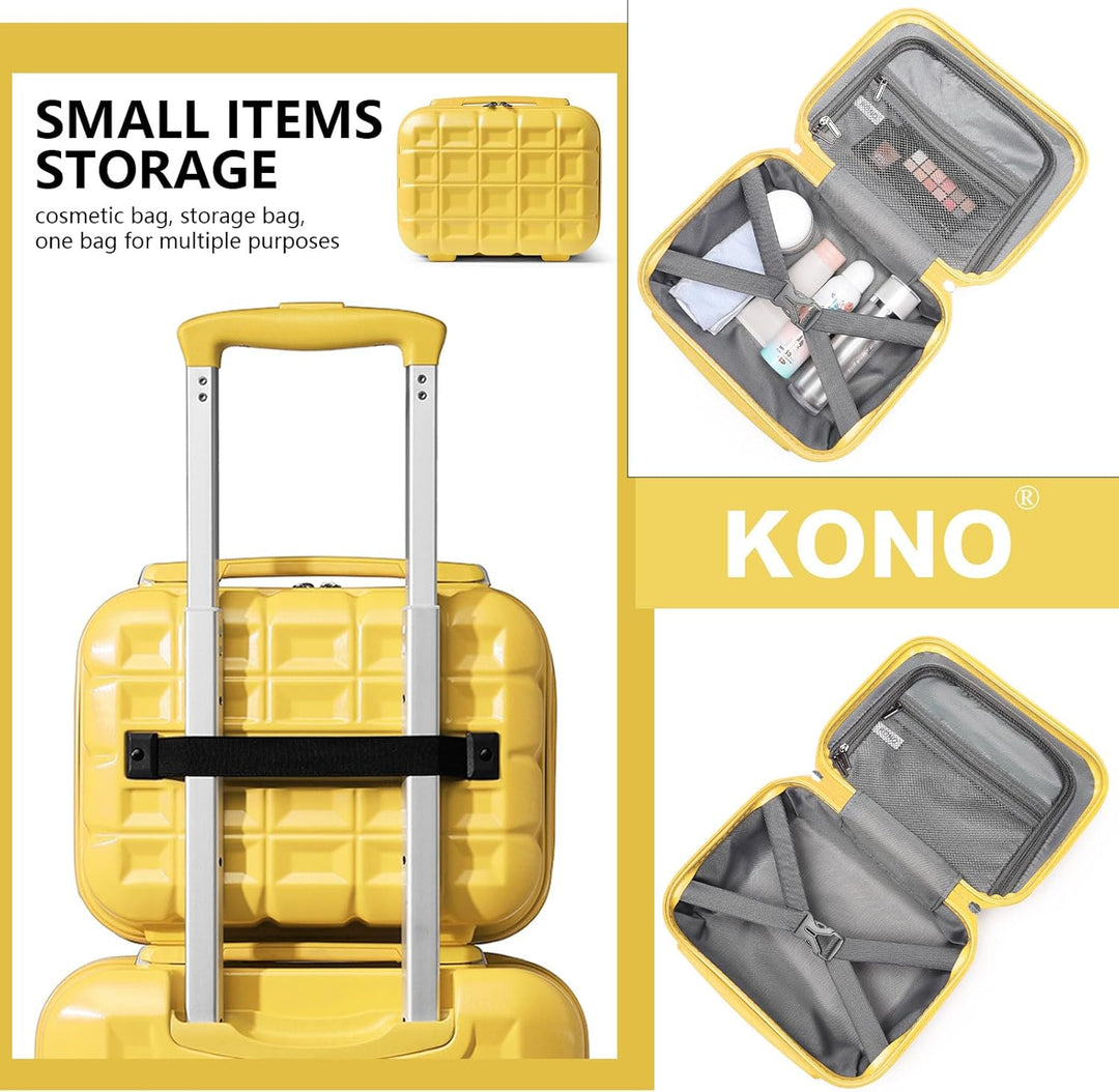 KONO Kofferset 4 Teilig Gepäck-Sets Hartschalenkoffer Reisekoffer Set Zwillingsrollen ABS Koffer Tro