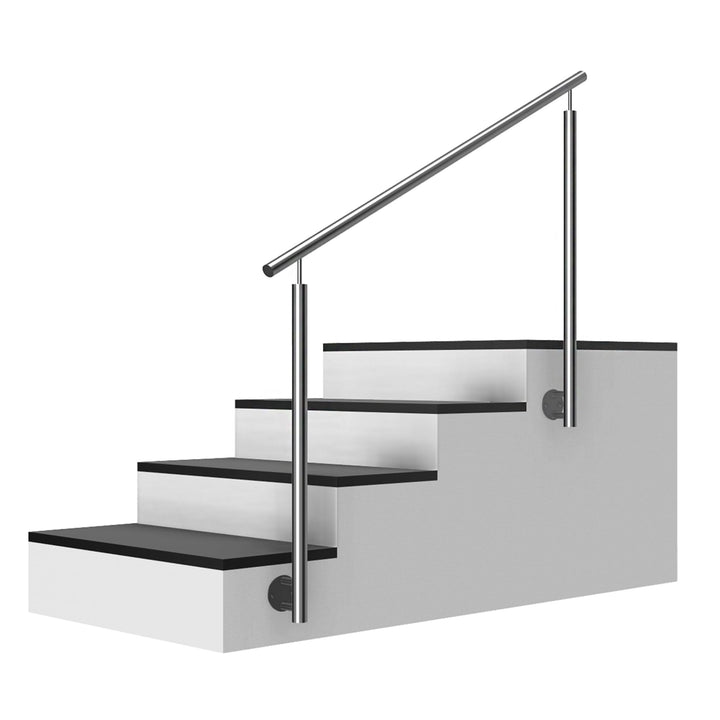 Edelstahl Treppengeländer/Aussengeländer, 1m lang, 0,9m hoch, Seitenmontage, je 2 Pfosten + Handlauf