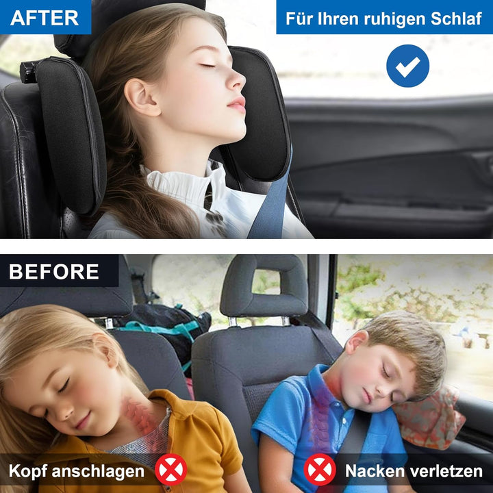 Spurtar Kopfstütze Auto Kinder Nackenkissen Auto Höhe einstellbar, 360 °Rotation, Weichem Gedächtnis