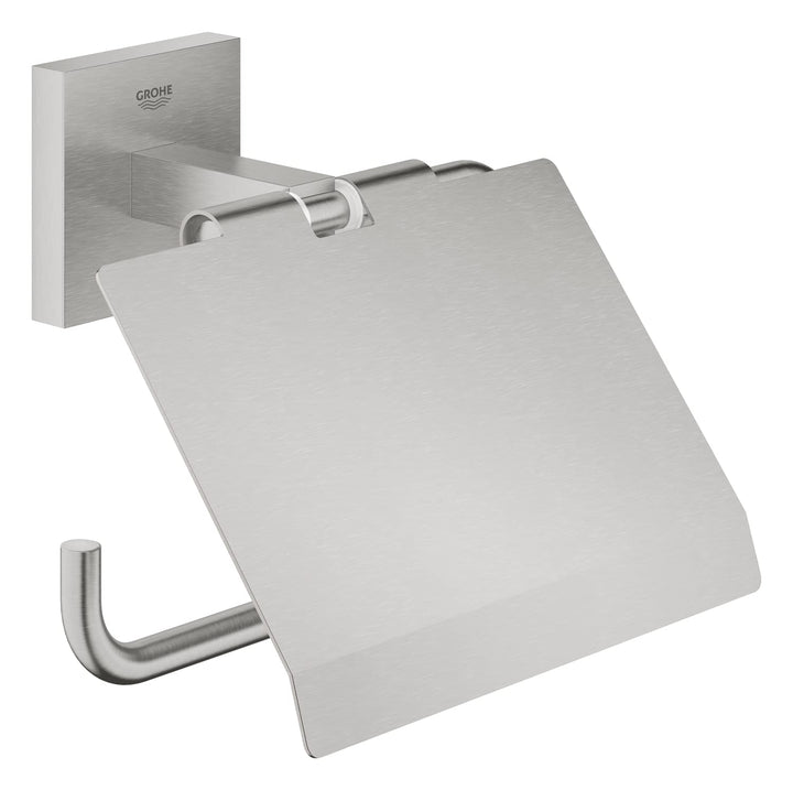 GROHE Start Cube - Papierhalter (mit Deckel, verdeckte Befestigung, Material: Metall), supersteel, 4
