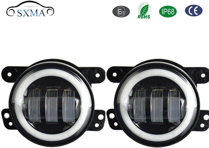 SXMA 4 "Zoll 30 Watt Runde LED 10,2 cm Offroad Frontstossstange Nebelscheinwerfer mit Angel Eye Halo