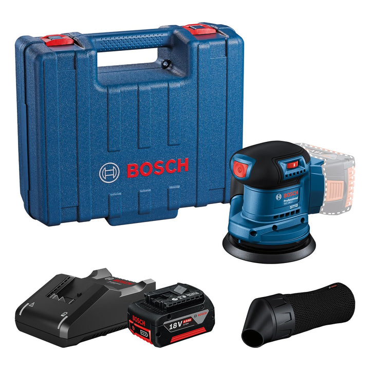 Bosch Professional GEX 185-LI Akku Exzenterschleifer System 18V (1x GBA 18V 4,0Ah Akku, Schnellladeg