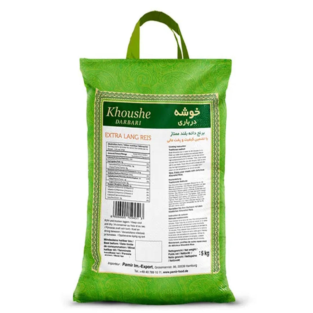 Khoushe Darbari Basmati Reis 1 x 5 KG (Khoushe Momtaz) - Hochwertiger Langkornreis aus Indien, Extra