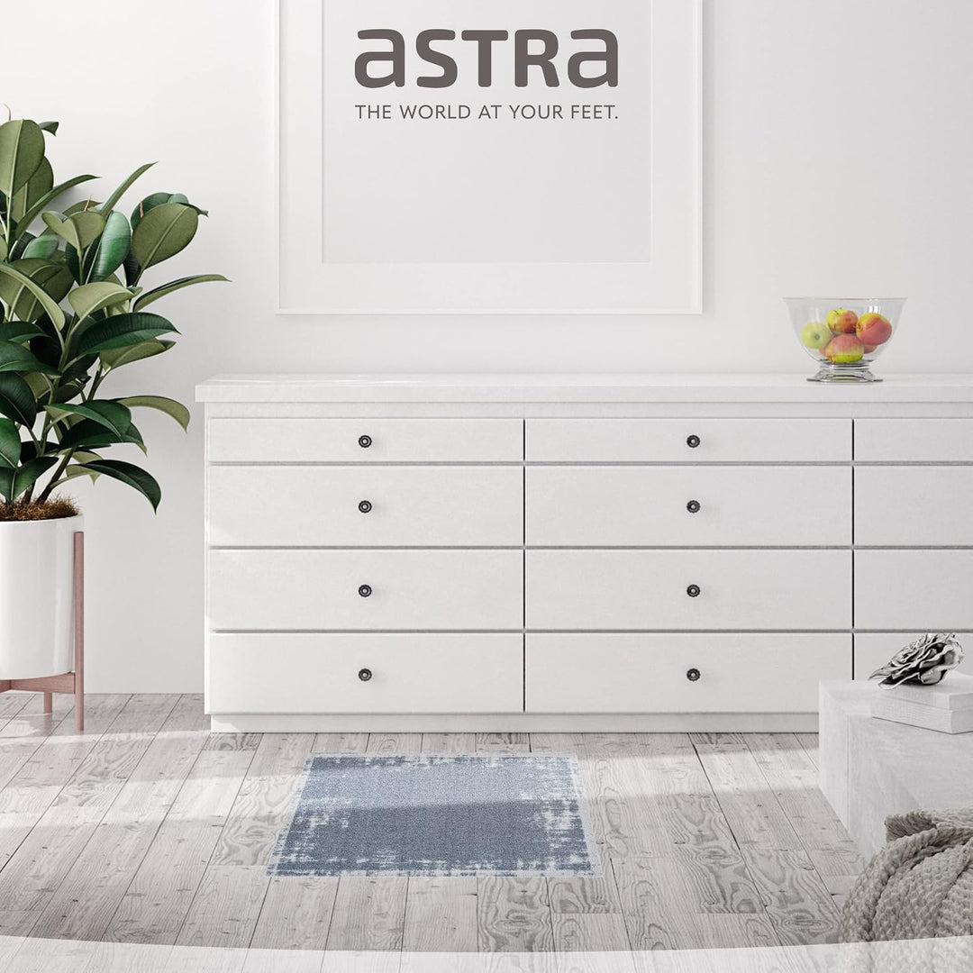 Astra rutschfeste Sauberlaufmatte innen - Uni Bordüre Grau 50 x 70 cm - Wohnraum Fussmatte Design -