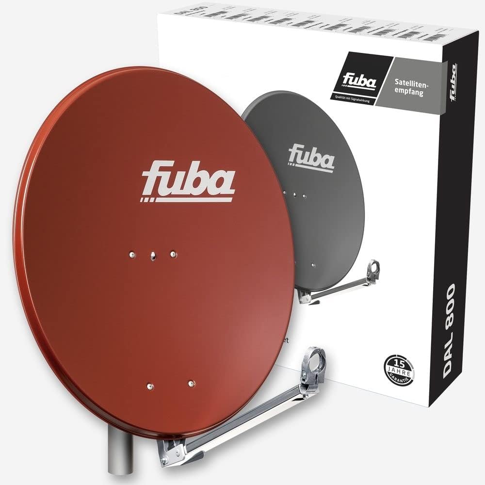 Fuba DAL 800 R Satellitenantenne Alu Ziegelrot 80cm LNB Quad zum Direktanschluss SAT bis 4 Teilnehme
