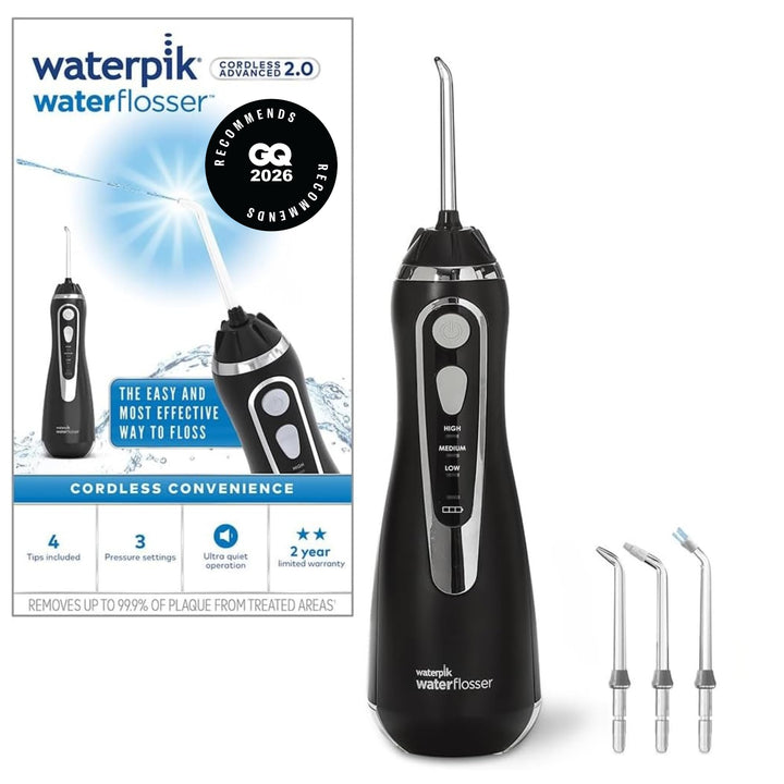Waterpik Kabellose Munddusche Advanced, 4 Aufsätze, Druckbereich 3,1-5,2 bar, 3 Druckeinstellungen,