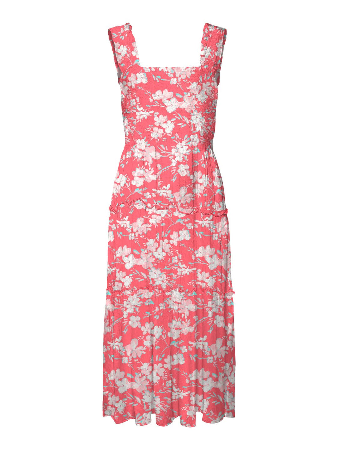 VERO MODA Female Kleid VMMENNY Langes Kleid | Dress M Georgia Peach/Aop:mille, M Georgia Peach/Aop:m
