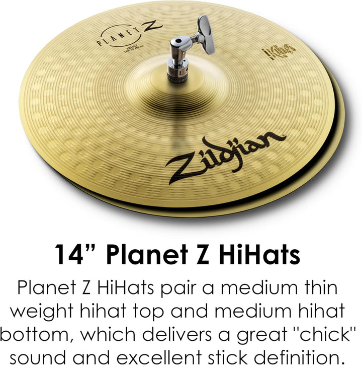 Zildjian ZB4PK Planet Z Series - 4 Cymbal Set (14" pr, 16", 20") 14" Hi-Hats, 16" Crash, 20" Ride Pl