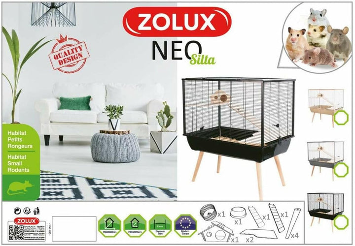 ZOLUX Käfig Neo Silta klein Nager L 77,5 x T 47,5 x H 87,5 cm schwarz, Schwarz