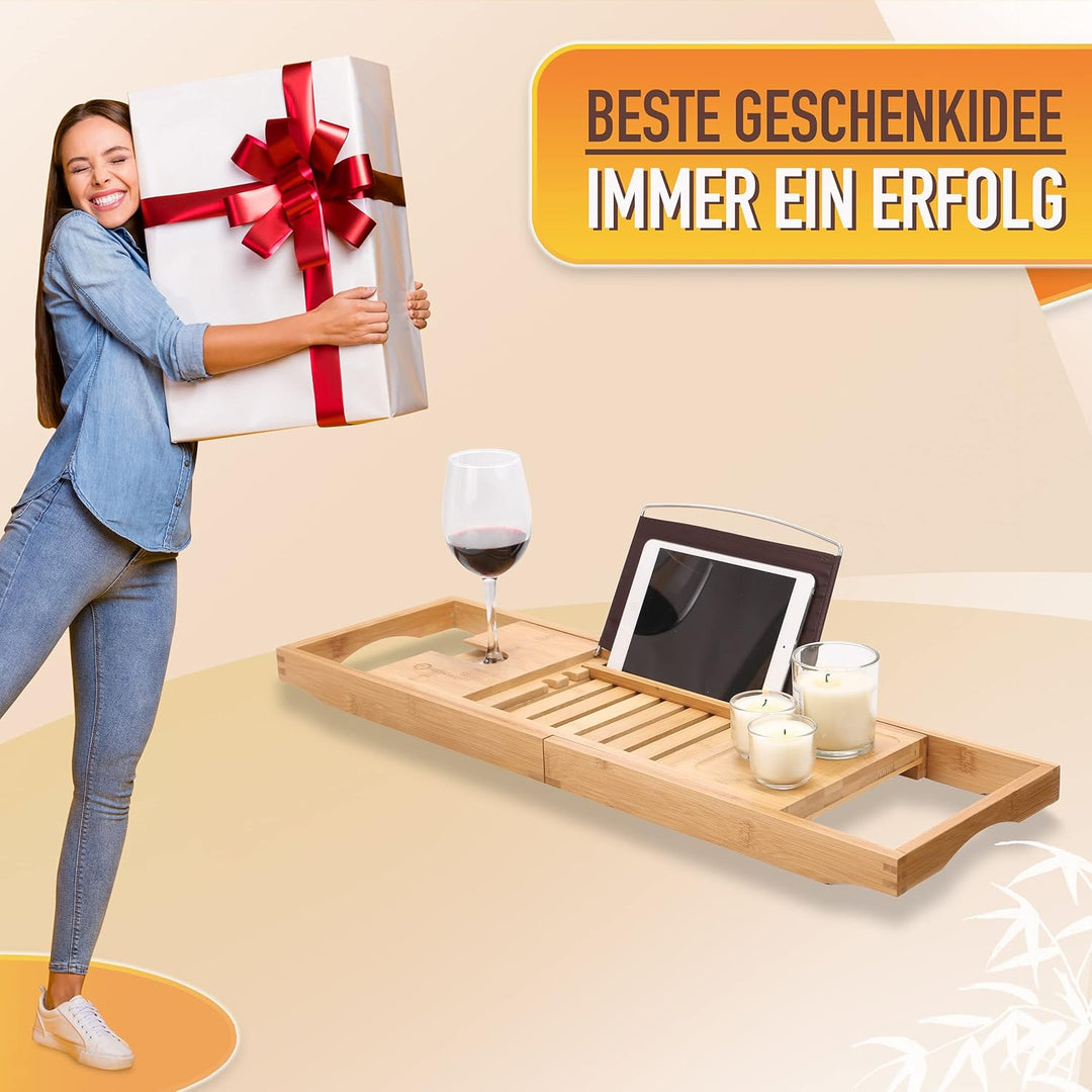 Badewannenablage Badewannentablett Ablage Badewanne - Extragross und ausziehbar - Badewannen Tablett