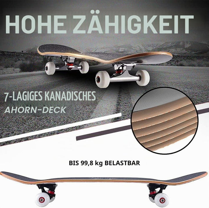 31-Zoll-Standard-Skateboard, 7 Lagen Ahorn-Board-Oberfläche, geeignet für Kinder, Jugendliche, Erwac
