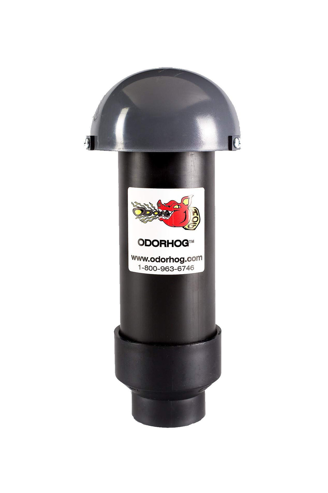 OdorHog Entlüftungs-Stack Rohrfilter 4 Grössen, schwarzes ABS mit Pilzkappe, entfernt Gerüche im Fre