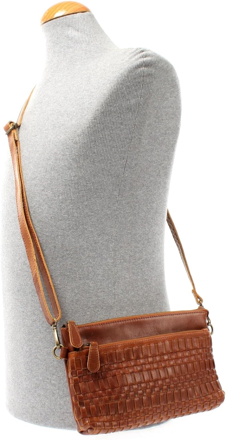 LECONI Umhängetasche und Clutch in einem – Ledertasche für Frauen Damentasche aus echtem Büffel-Lede