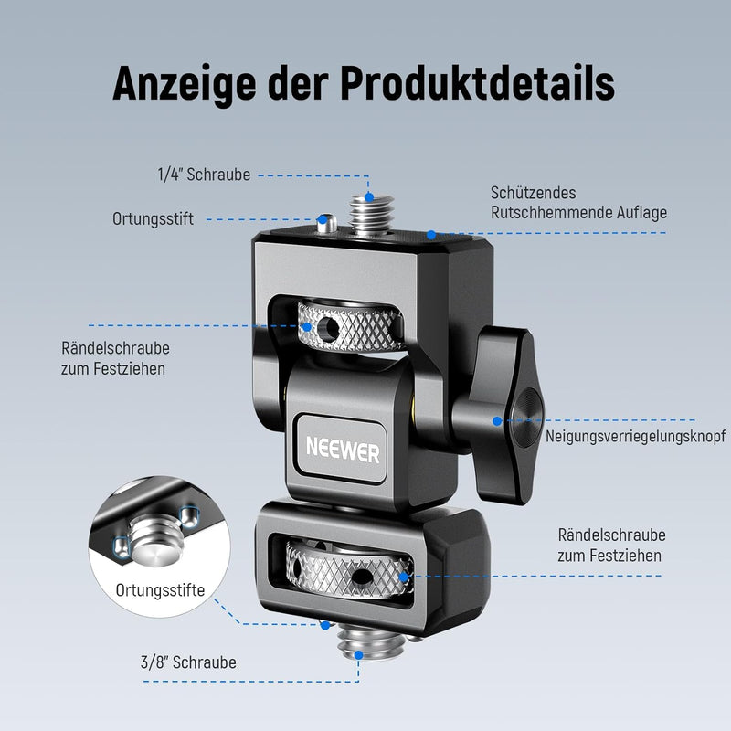 NEEWER Kamera Monitorhalterung mit 3/8" ARRI Positionierungsrändelschraube,1/4" Schraube für 5"&7" M