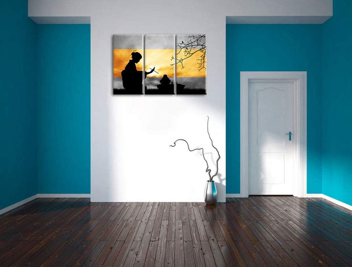 traditionelle Gesha bei Teezeremonie schwarz/weiss 3-Teiler Leinwandbild 120x80 Bild auf Leinwand, X