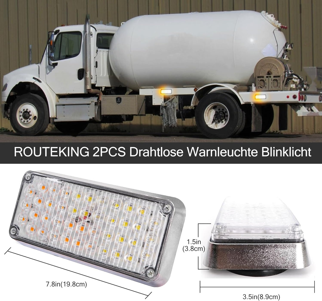 ROUTEKING Drahtlose Warnleuchte Blinklicht - 2x42 Magnetische Rundumleuchte AKKU 5 Stroboskop-Modi B