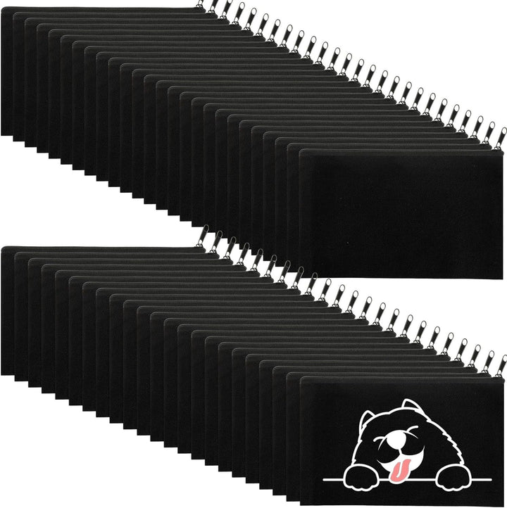 JMIATRY 30 Stück DIY Blanko Stoffbeutel Mit Reissverschluss Schwarz, 12 × 21cm Klein Stoffbeutel Zum