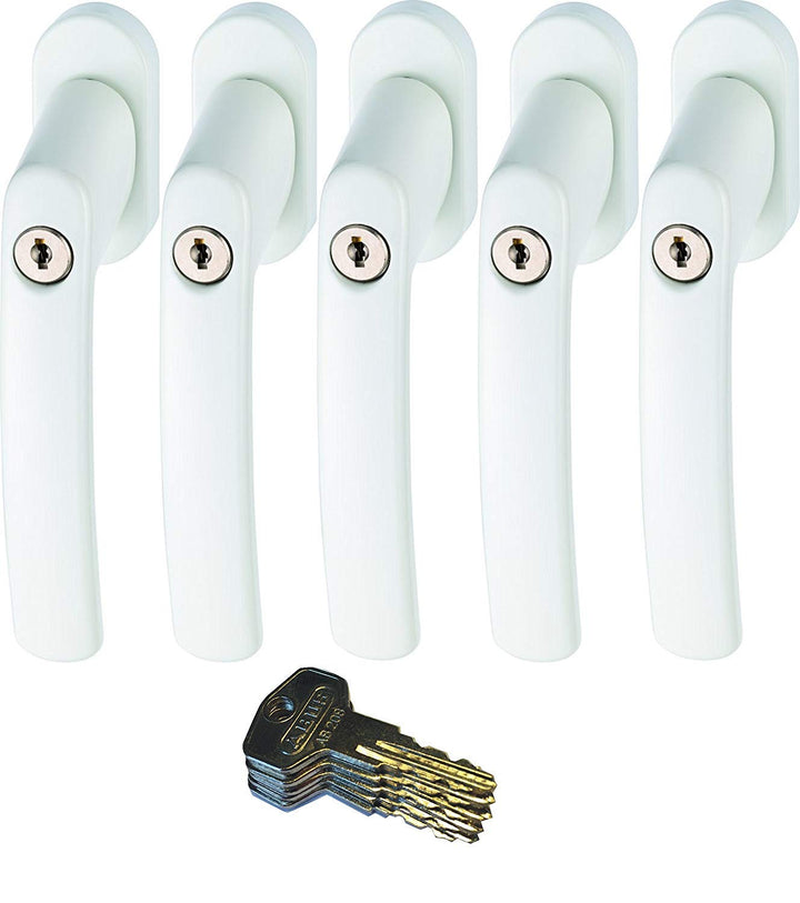 ABUS FG200 W SB abschliessbarer Fenstergriff, weiss im Set 5 Stück