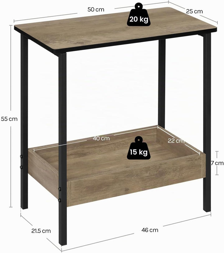 WOLTU Beistelltisch, Couchtisch mit 2 Ablagen, Konsolentisch mit Stauraum im Wohnzimmer, Wohnzimmert