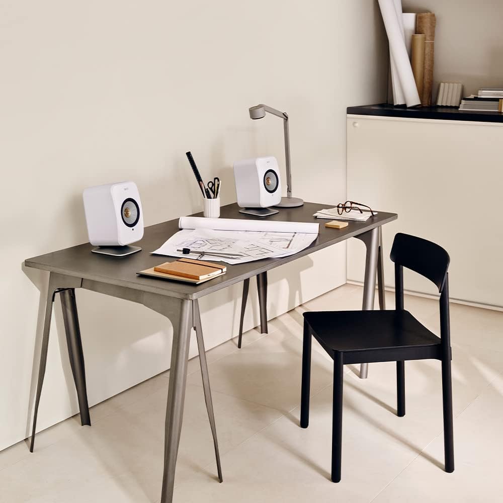KEF LSX P1 Tischstandfuss Silber Paar, für LSX | Aluminium | Befestigungssystem | 10 Grad Neigung LS