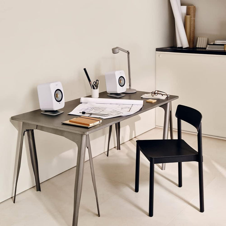 KEF LSX P1 Tischstandfuss Silber Paar, für LSX | Aluminium | Befestigungssystem | 10 Grad Neigung LS