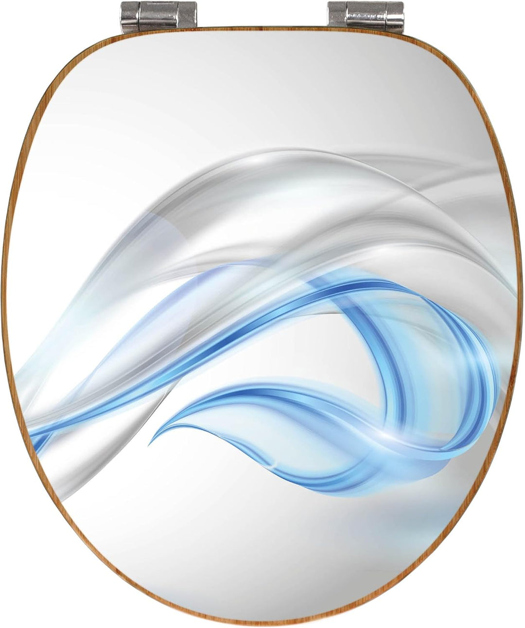 banjado® Design WC Sitz Bambus Absenkautomatik mit Motiv Blauer Schleier/Toilettendeckel mit Absenka