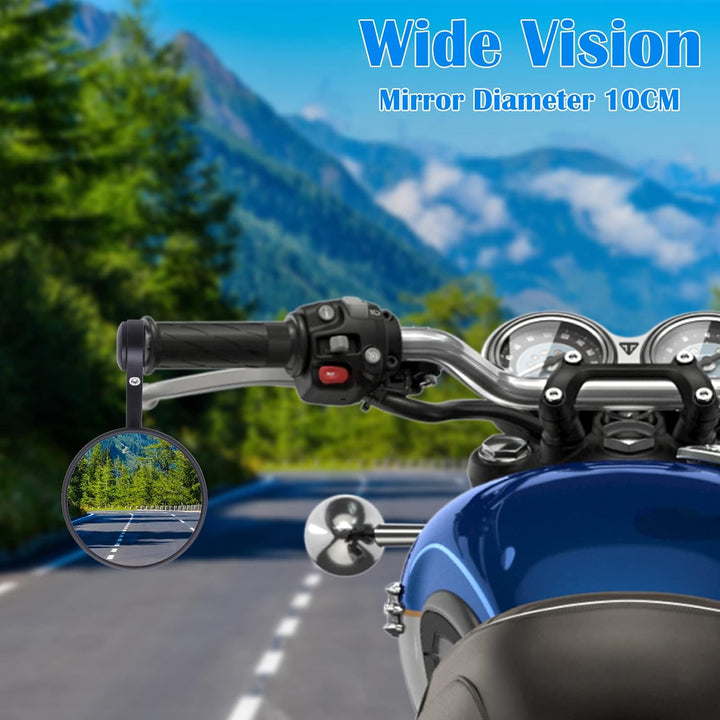 Universal Lenkerendenspiegel Motorrad Rückspiegel Motorrad Spiegel mit E-geprüft, CNC Spiegelstange,