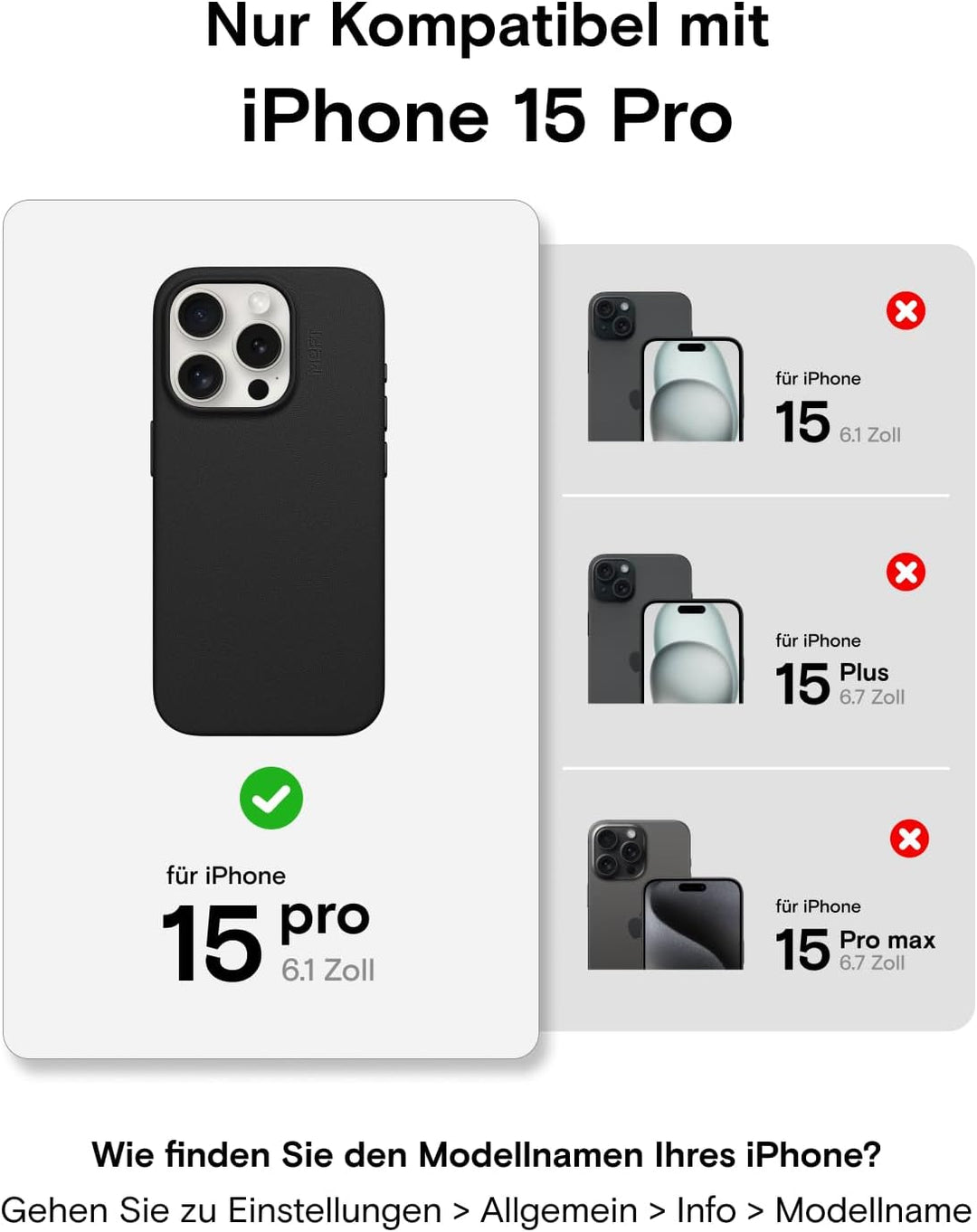 MOFT Magnetische Hülle für iPhone 15 Pro Kompatibel mit MagSafe, MOVAS Vegane Lederhülle, Weiches Be