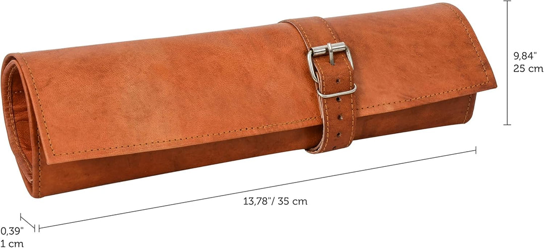 Gusti Werkzeugtasche Leder - Jace Damen und Herren Rolltasche Vintage Braun Leder