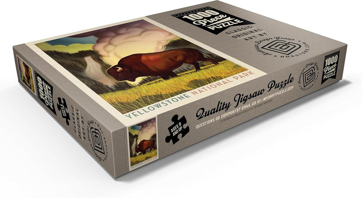 Yellowstone National Park: Art Deco Bison, Vintage Poster - Premium 1000 Teile Puzzle - MyPuzzle Son