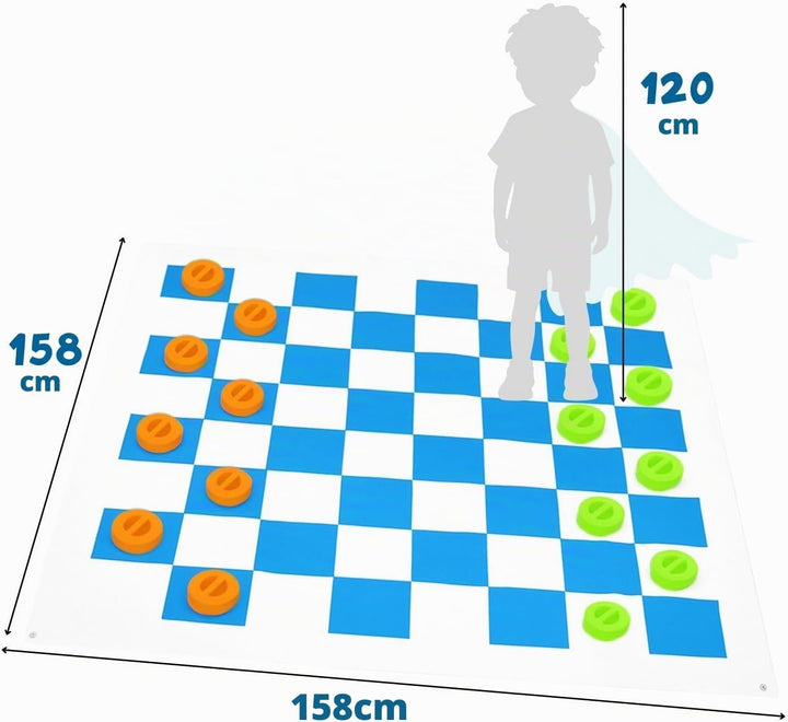 alldoro 60063 XXL Mühle und Dame Spiel mit Tragetasche, 2 in 1 Outdoor Brettspiel mit 24 Spielsteine
