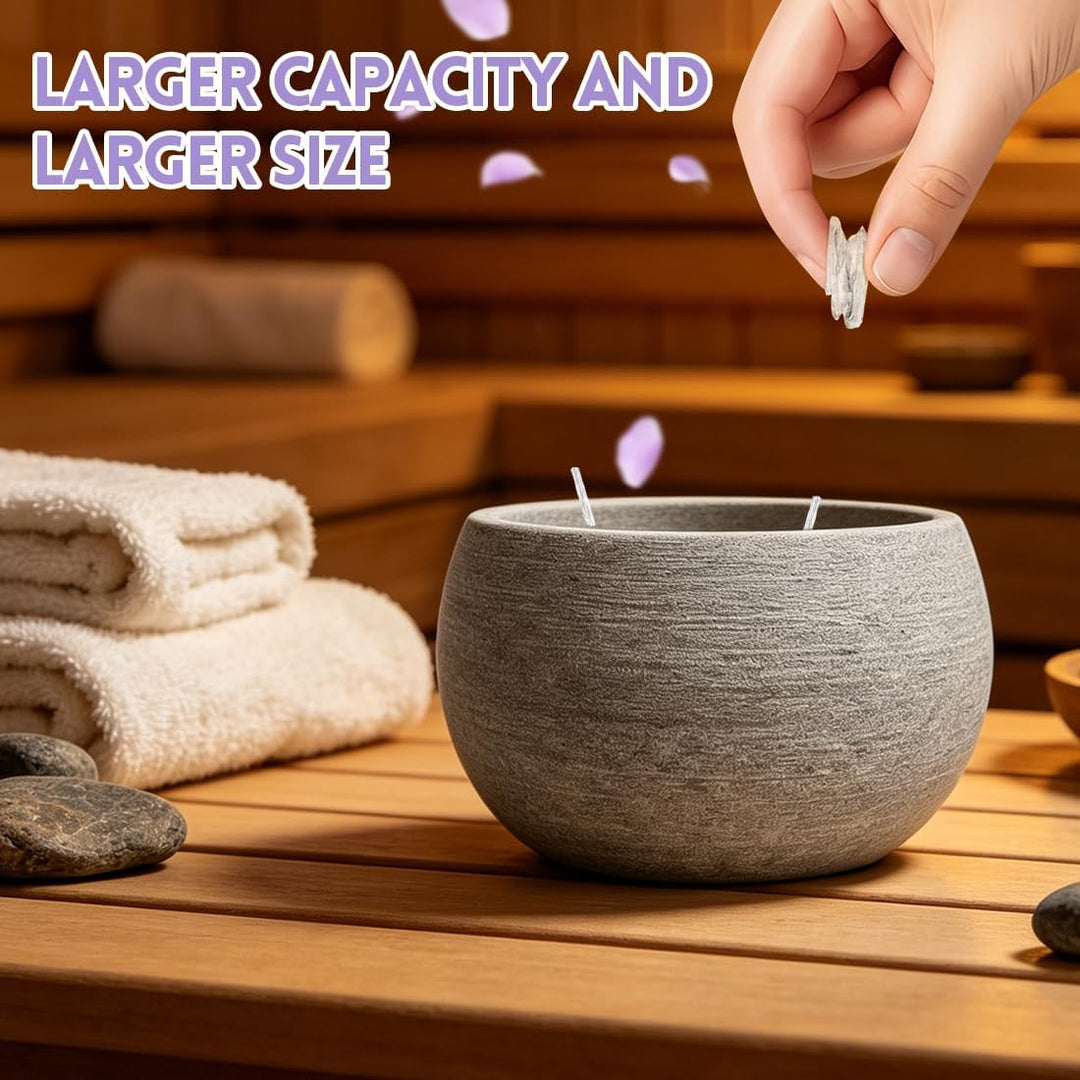 RANJIMA Sauna Verdampferschale aus Granit 10,5 x 6 cm Aromaschale für Aufgüsse auf Saunasteine mit M
