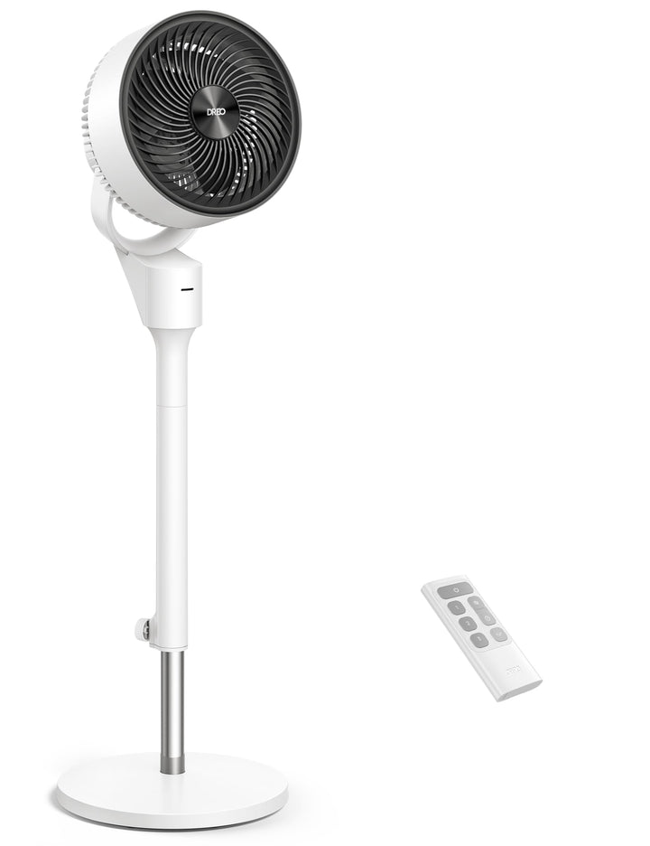 DREO Ventilator für Schlafzimmer, 80° oszillierender Standventilator, 20dB leise, 24m Reichweite, 90
