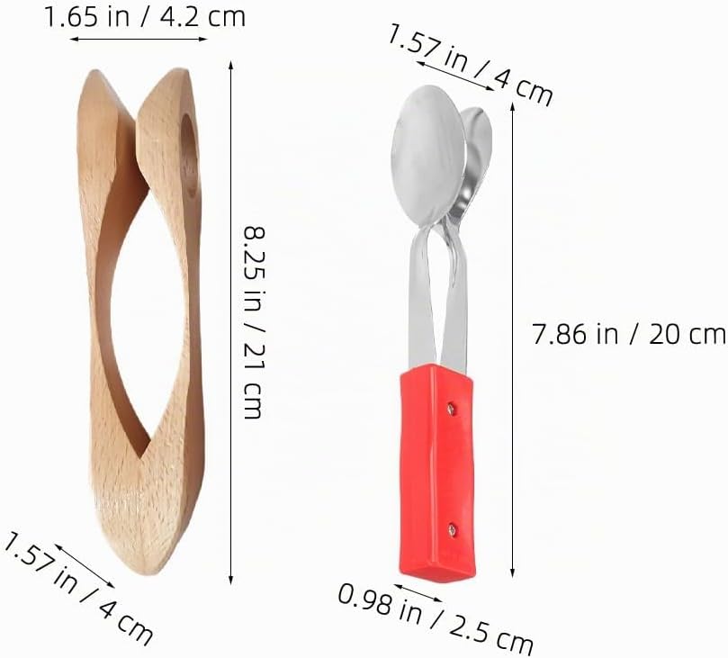 2 Stücke Edelstahl-Musiklöffel Holz-Musiklöffel Musical Holz Löffel Percussion Instrumente Für Einzi