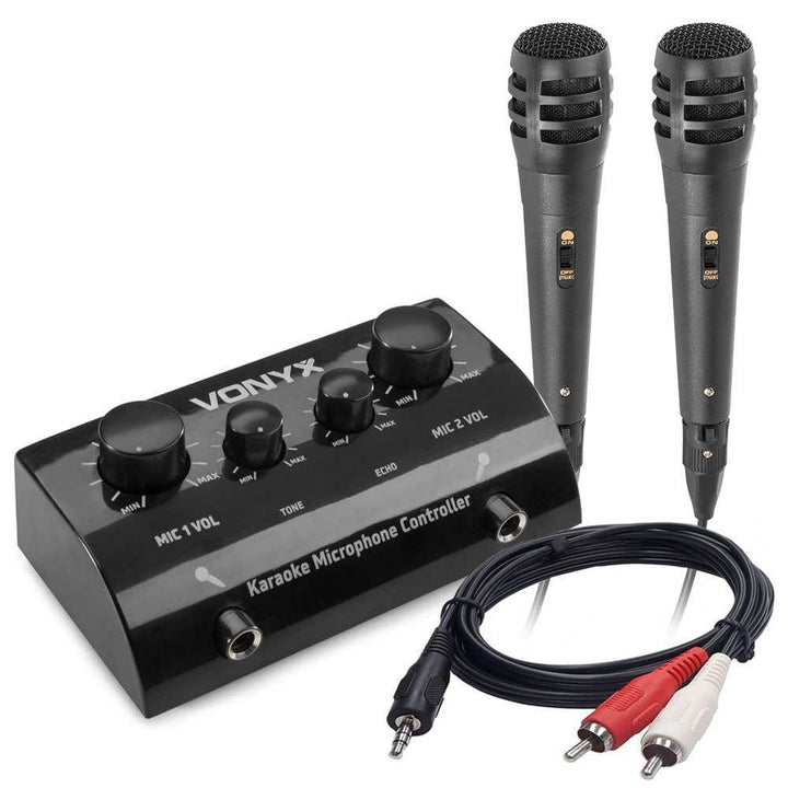 Karaokeanlage - Vonyx AV430B - Mischpult mit Mikrofonen und Kabeln - Verwandeln Sie Ihre Stereoanlag