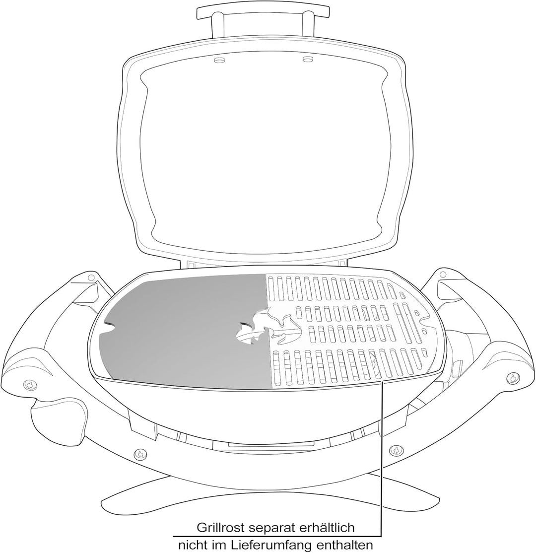 teileplus24 GRE-1-Q1P Grillplatte Plancha aus V2A Edelstahl kompatibel mit Weber Q100 | Q1120 | Q140