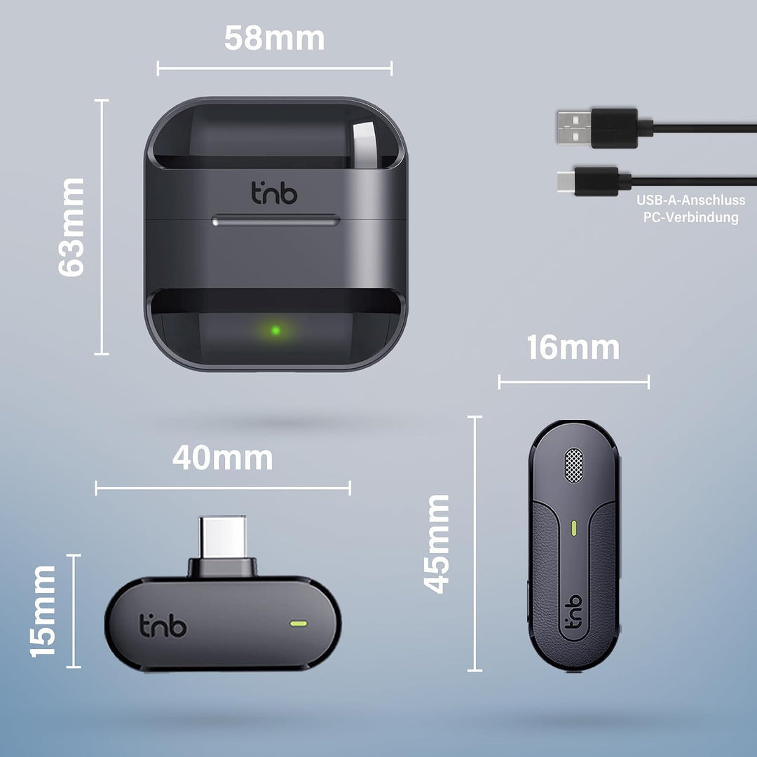 T'nB - Kabelloses Krawattenmikrofon mit Ladebox, Rauschunterdrückungstechnologie, Plug and Play- Sch