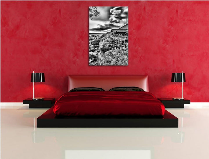 Pixxprint Monocrome, Tempel in China, Format: 100x70 auf Leinwand, 100x70