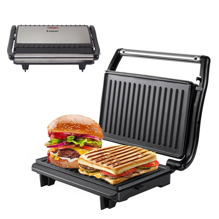 BEPER P101TOS003 Kompakter Elektrogrill, Antihaft-Platte, Toaster, Sandwiches, Fleisch, Gemüse – Sel