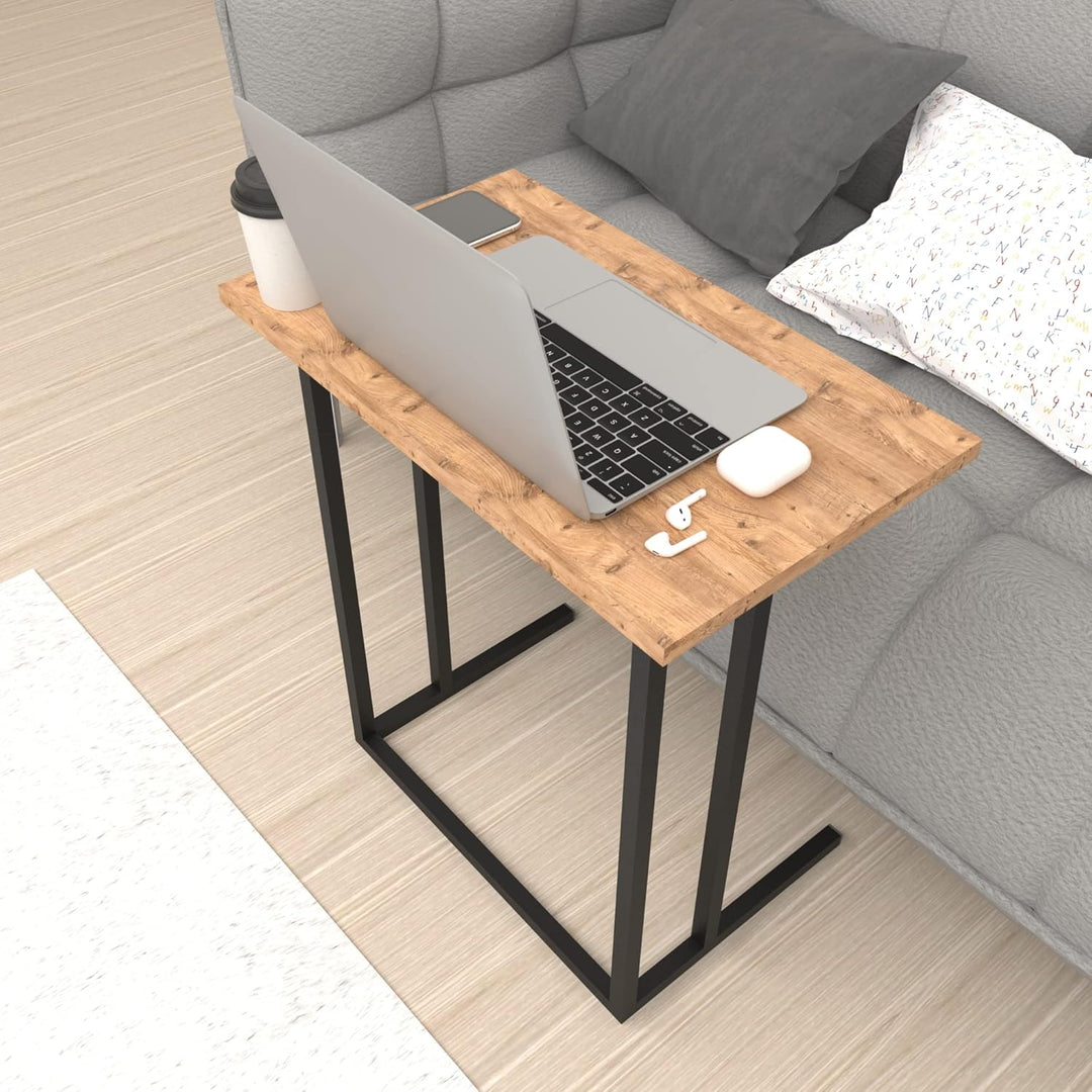 [en.casa] Laptoptisch Högsby Beistelltisch in C-Form Coffeetisch mit Metallgestell Sofatisch für Woh