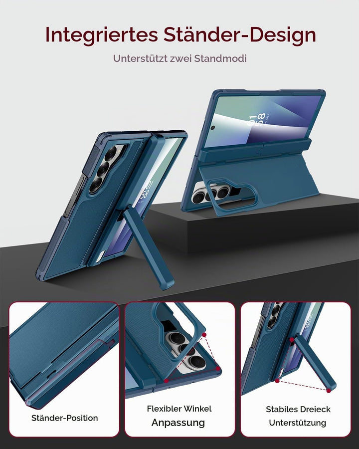 Miimall Kompatibel mit Samsung Galaxy Z Fold 7 Hülle mit Ständer, [Zwei Flexibel Stand] [Eingebauter